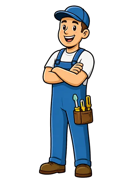 Friendly handyman with arms crossed
